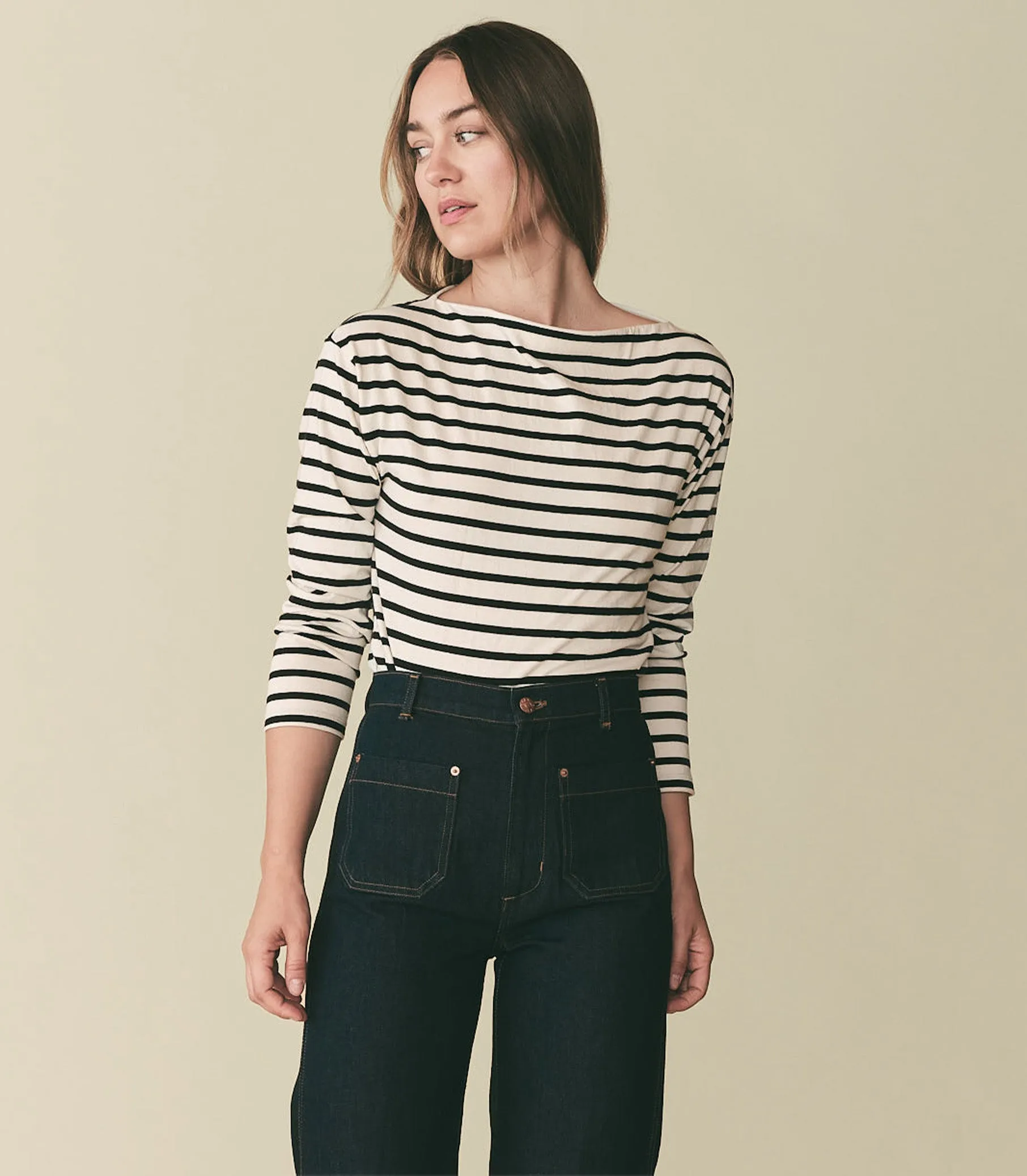 IRENE TEE -- BLACK NEWPORT STRIPE sold by Doen product image thumbnail 2