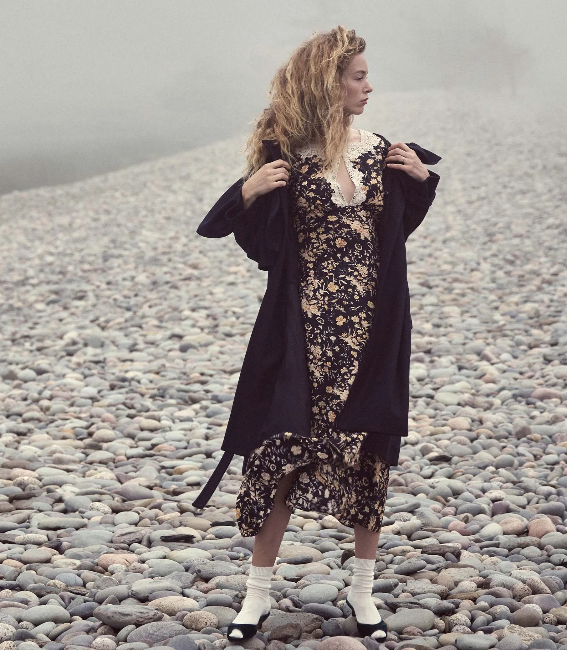 EMELINE DRESS -- NAVY OAK BLUFFS FLORAL sold by Doen