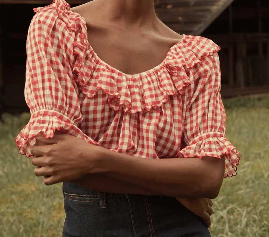 HMD -- SAMARA TOP -- CHERRY GINGHAM sold by Doen