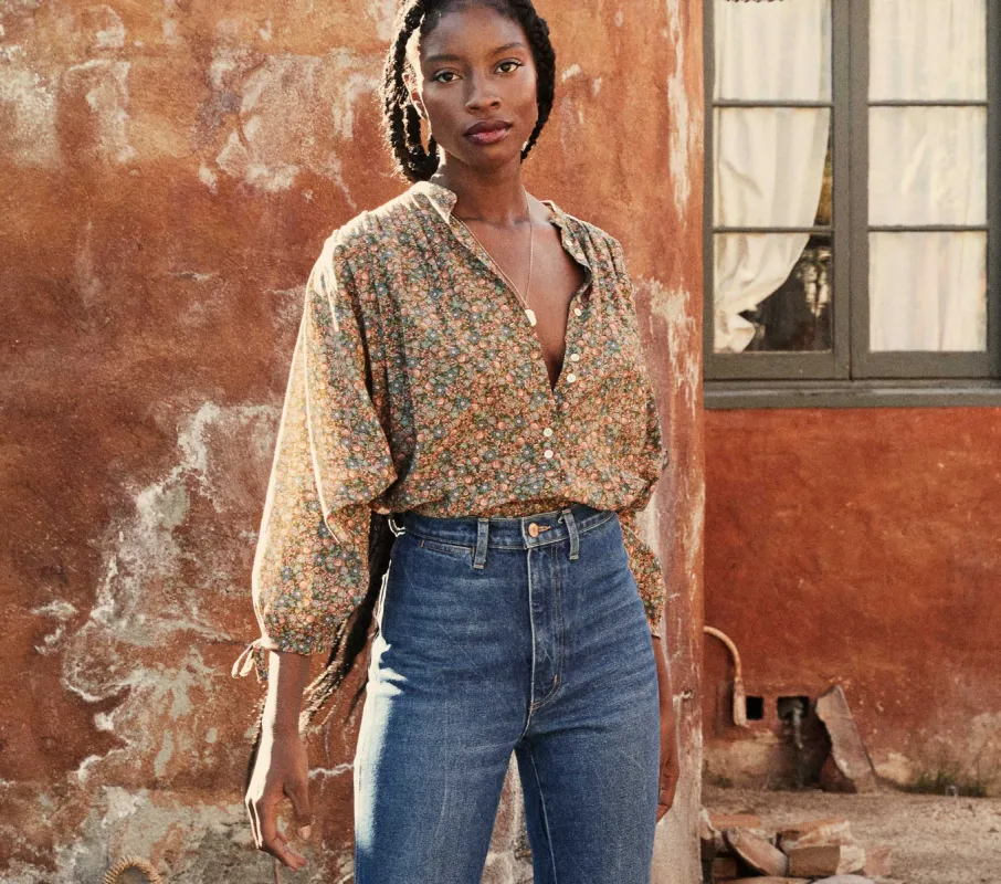 HMD -- O'KEEFFE TOP -- YELLOW LAUREL CANYON ROSE sold by Doen