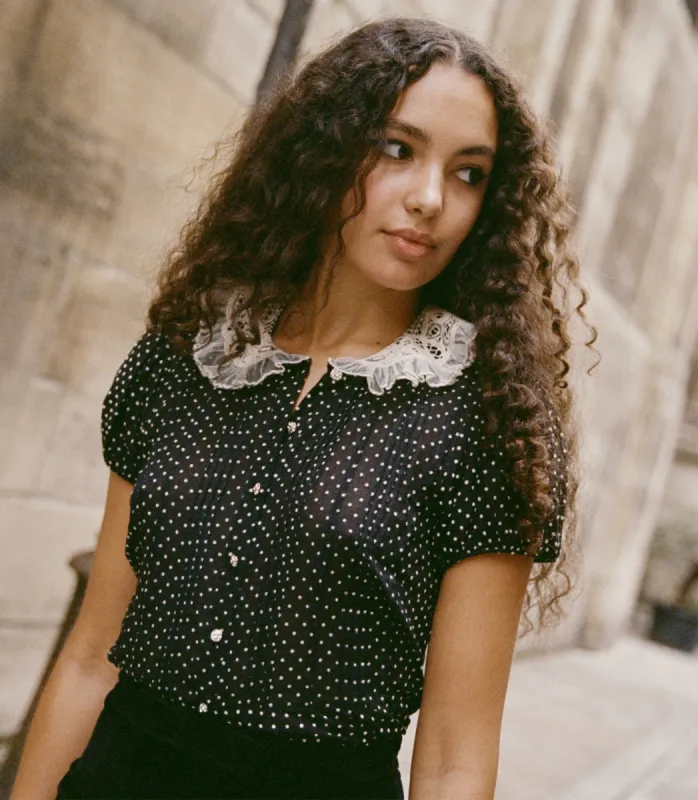 HMD -- OLETA TOP -- BLACK sold by Doen