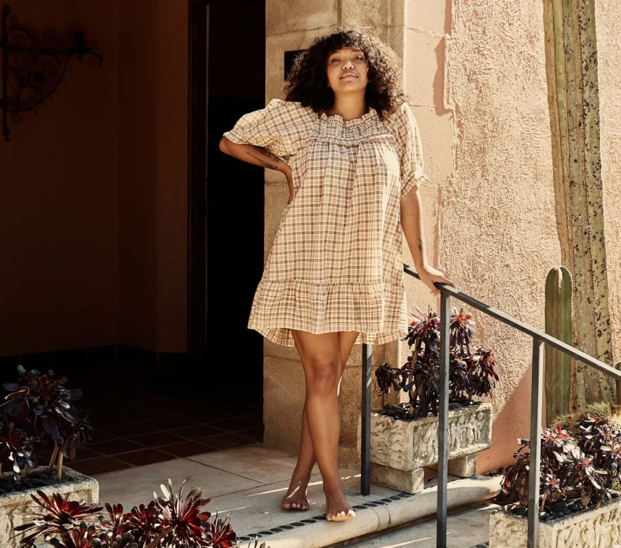HMD -- CADIZ DRESS -- THE AUSTEN PLAID sold by Doen