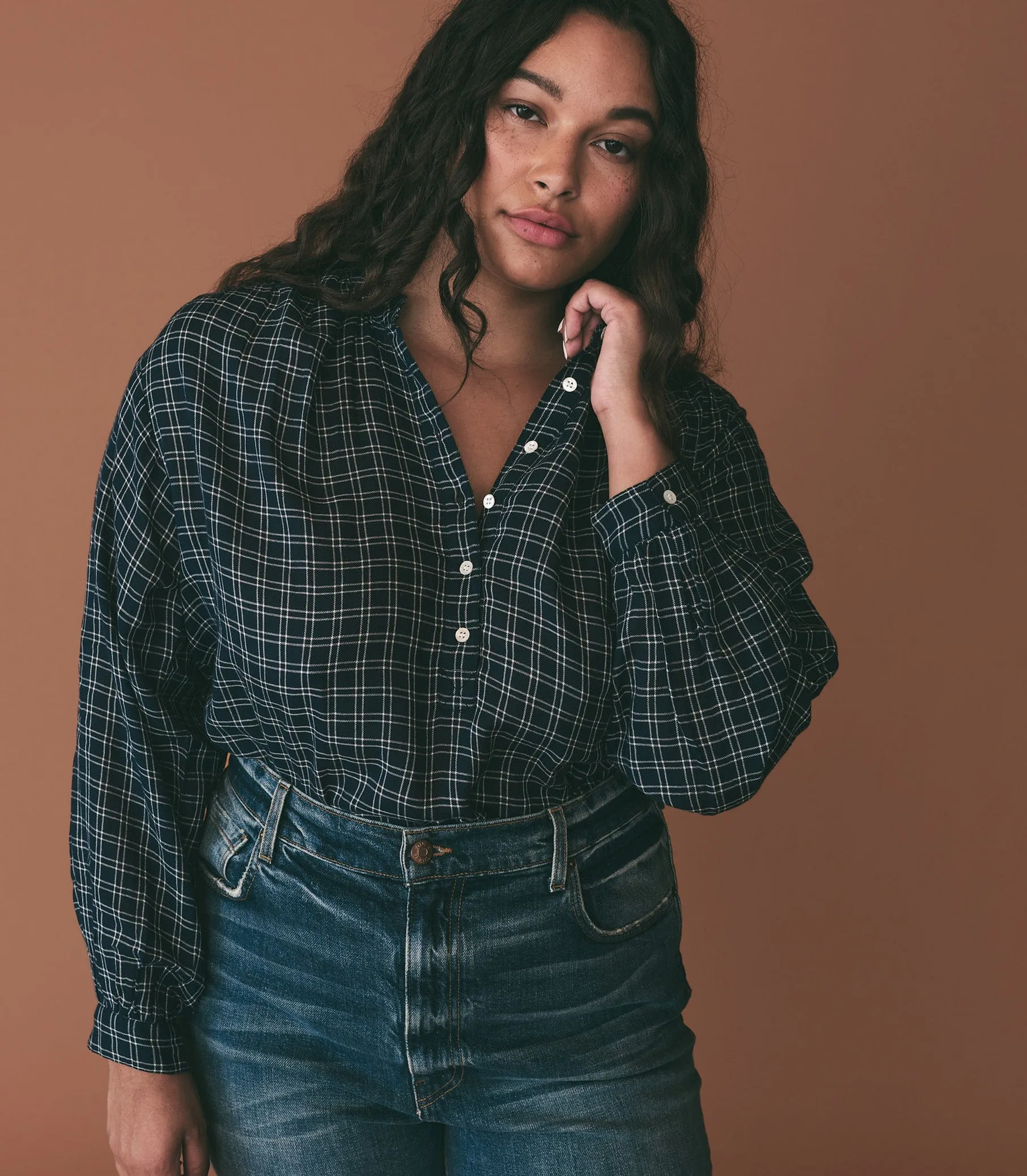 HOLDE TOP -- BLEU COTTAGE PLAID sold by Doen product image thumbnail 4