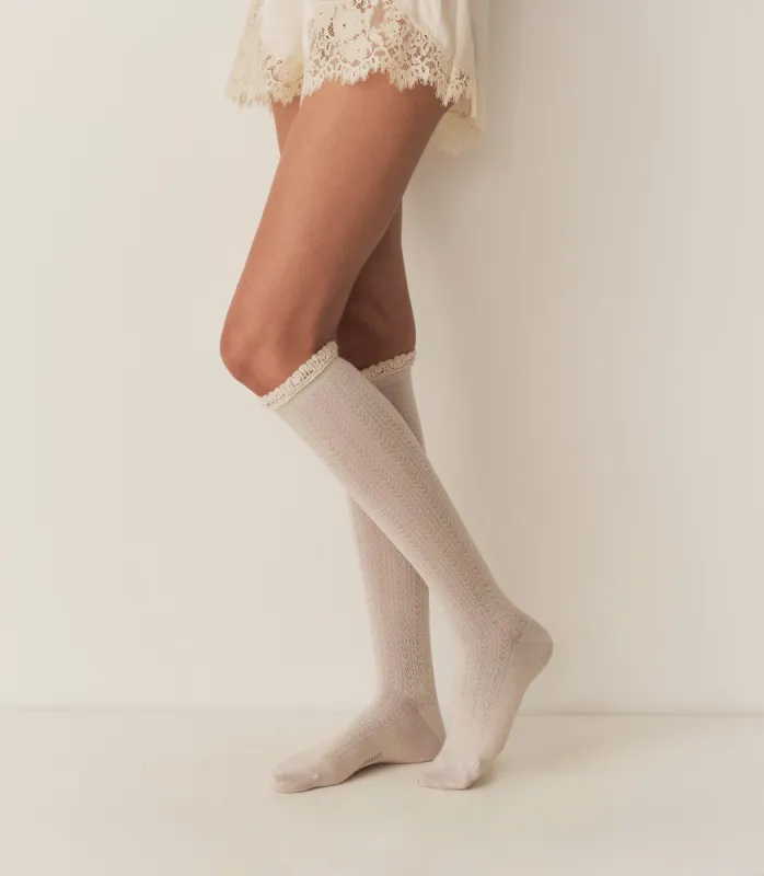 COLLÉGIEN POINTELLE KNEE HIGH SOCK -- DOUX AGNEAUX sold by Doen