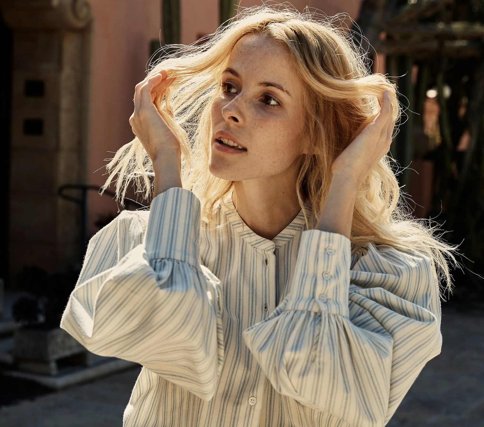 HMD -- SCARLET TOP -- STRIPED CHAMBRAY sold by Doen product image thumbnail 5