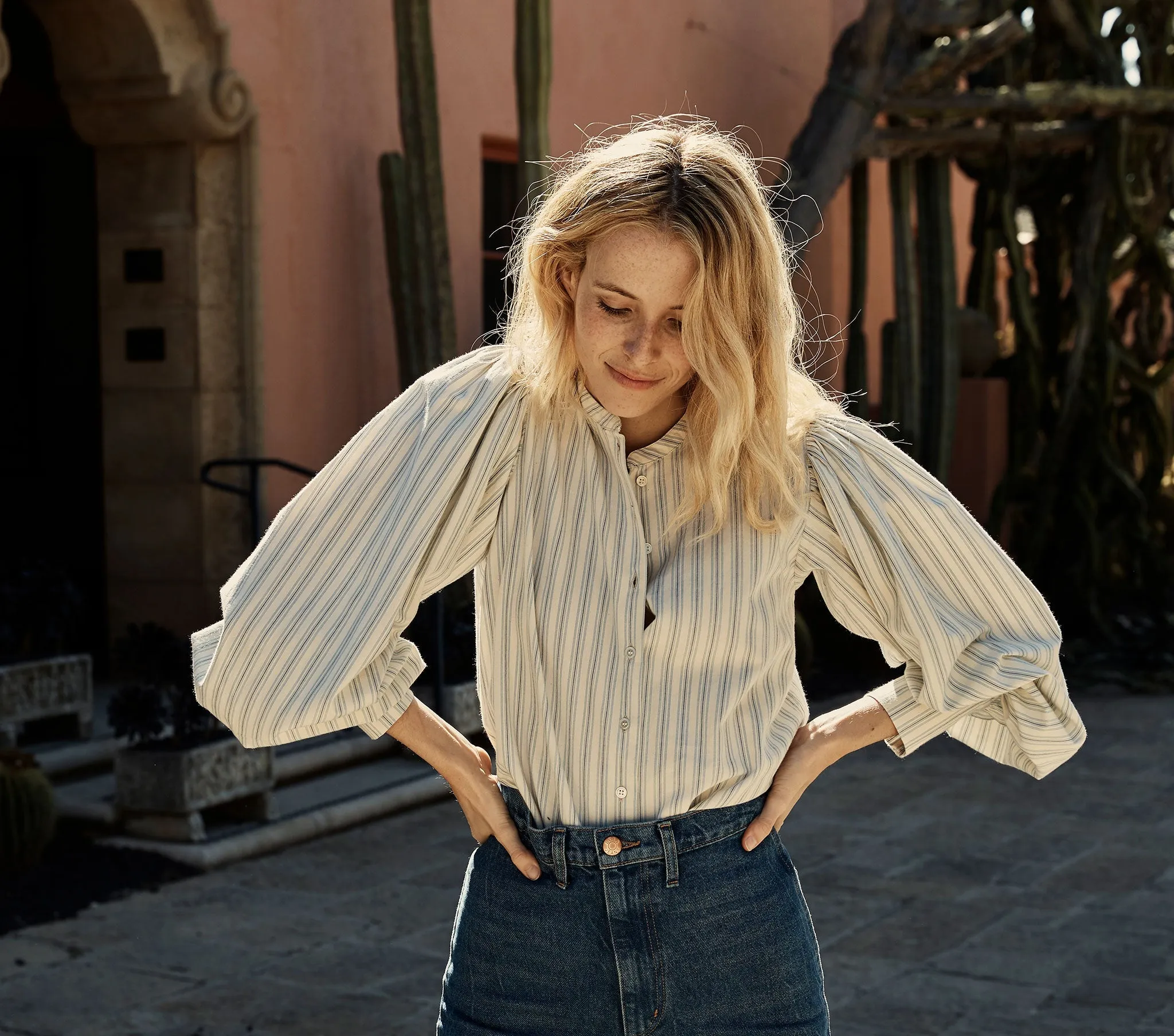 HMD -- SCARLET TOP -- STRIPED CHAMBRAY sold by Doen product image thumbnail 2