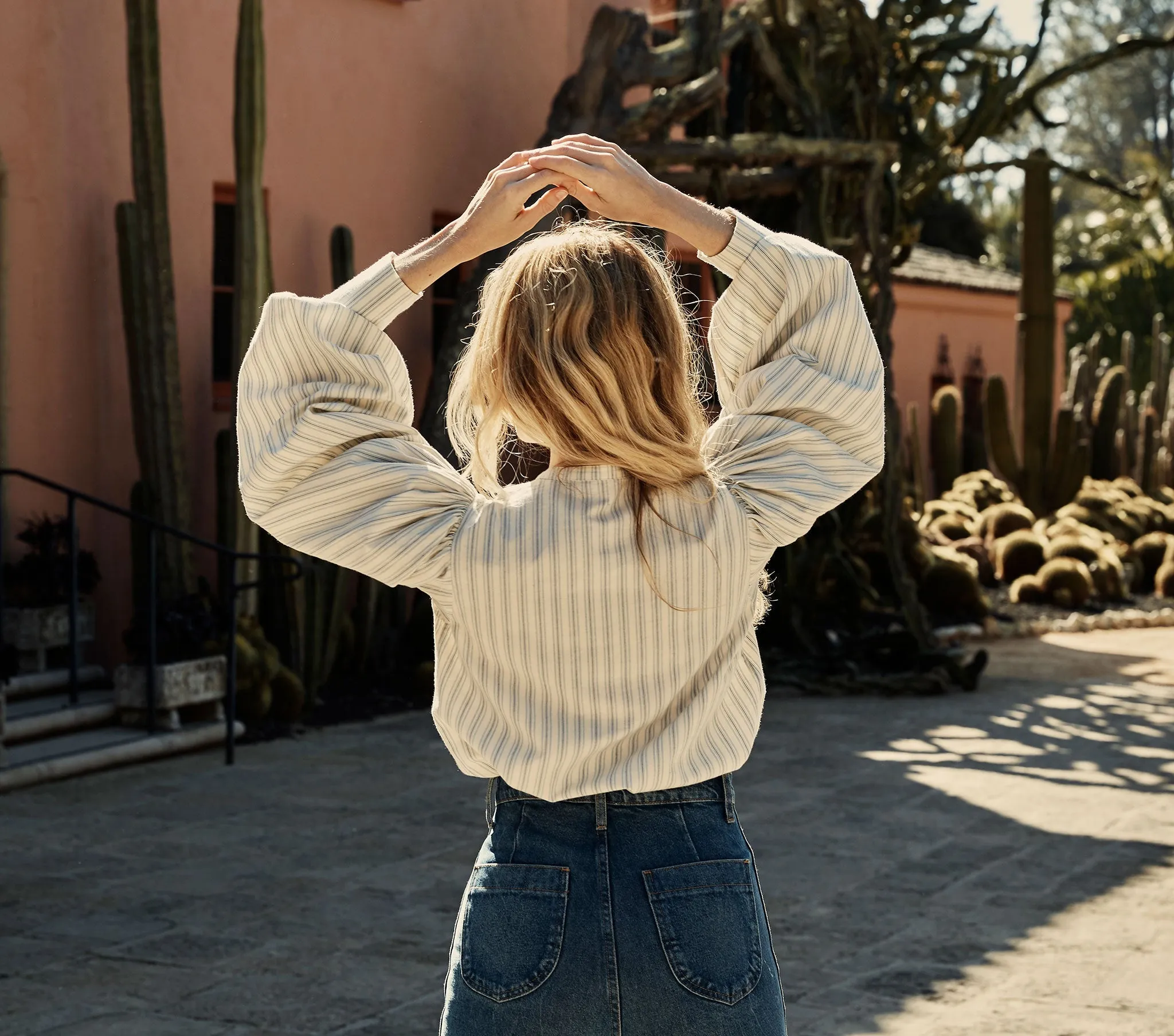 HMD -- SCARLET TOP -- STRIPED CHAMBRAY sold by Doen product image thumbnail 4