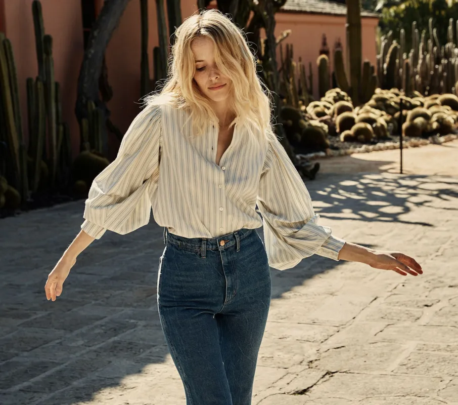 HMD -- SCARLET TOP -- STRIPED CHAMBRAY sold by Doen