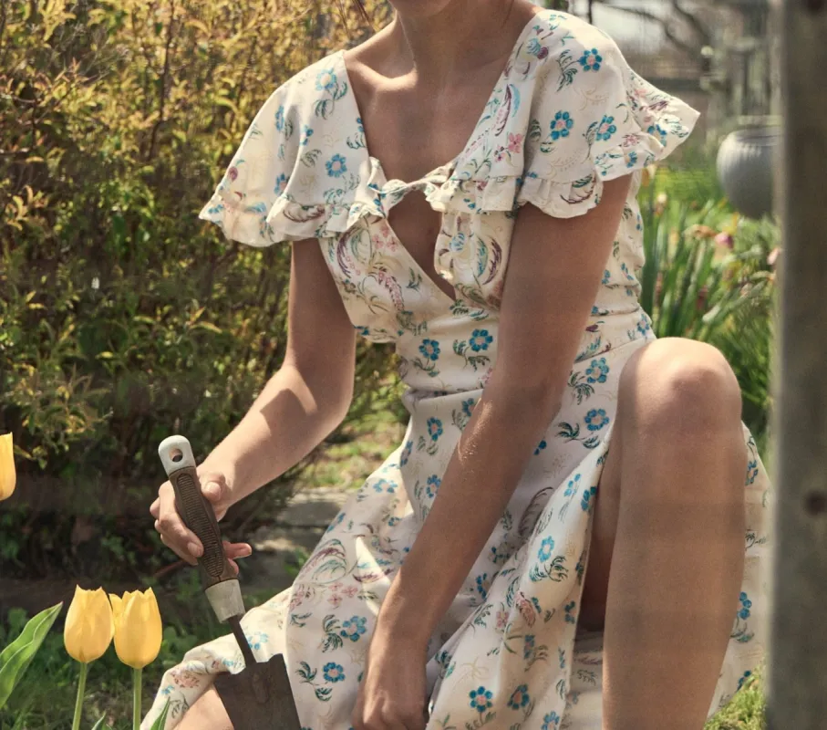 HMD -- ELDORA DRESS -- IVORY HOLLYHOCK HILLS made by Doen