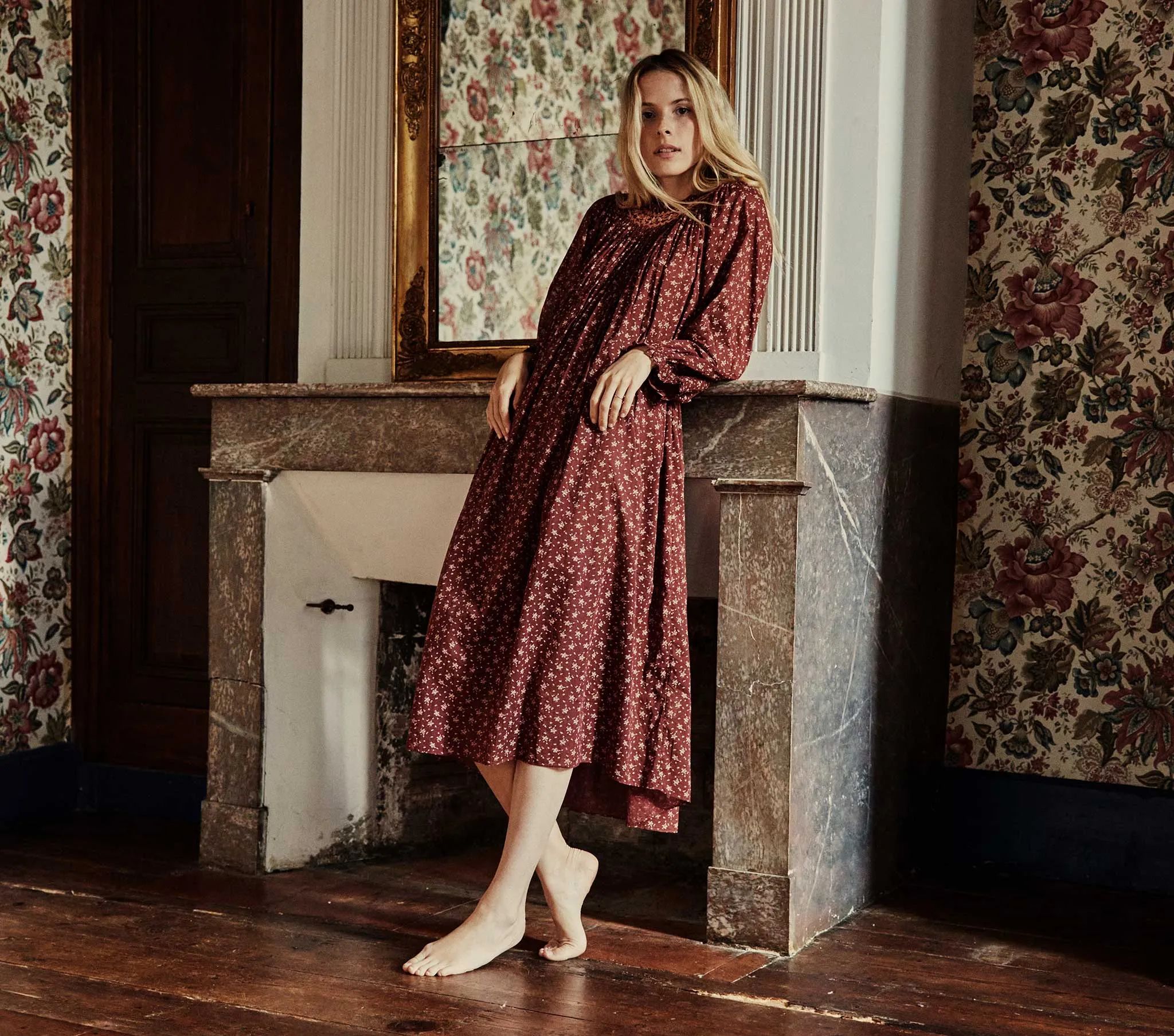 HMD -- ORCHID NIGHTGOWN -- BROWN WINDSWEPT FLORAL sold by Doen product image thumbnail 4