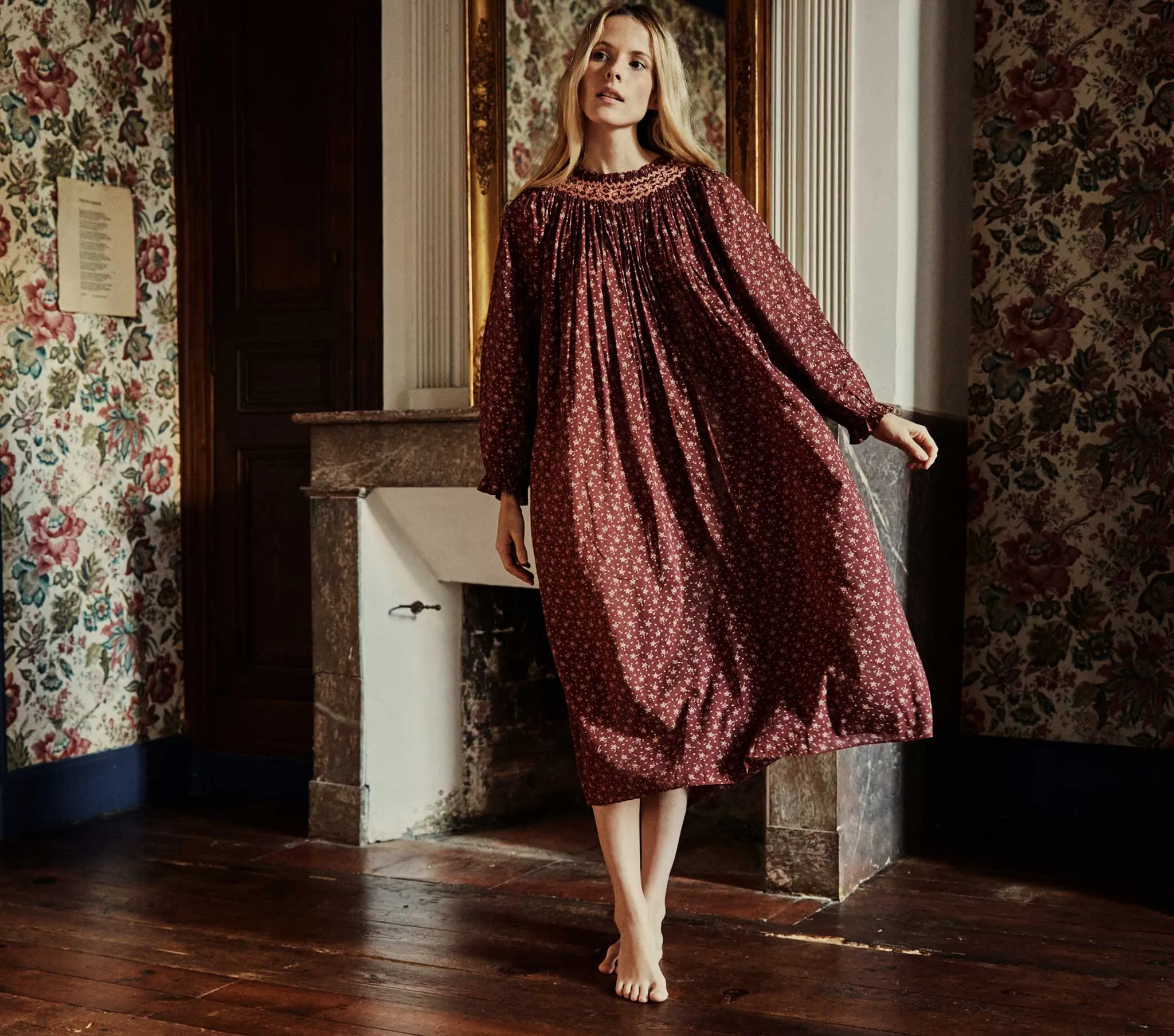 HMD -- ORCHID NIGHTGOWN -- BROWN WINDSWEPT FLORAL sold by Doen product image thumbnail 3