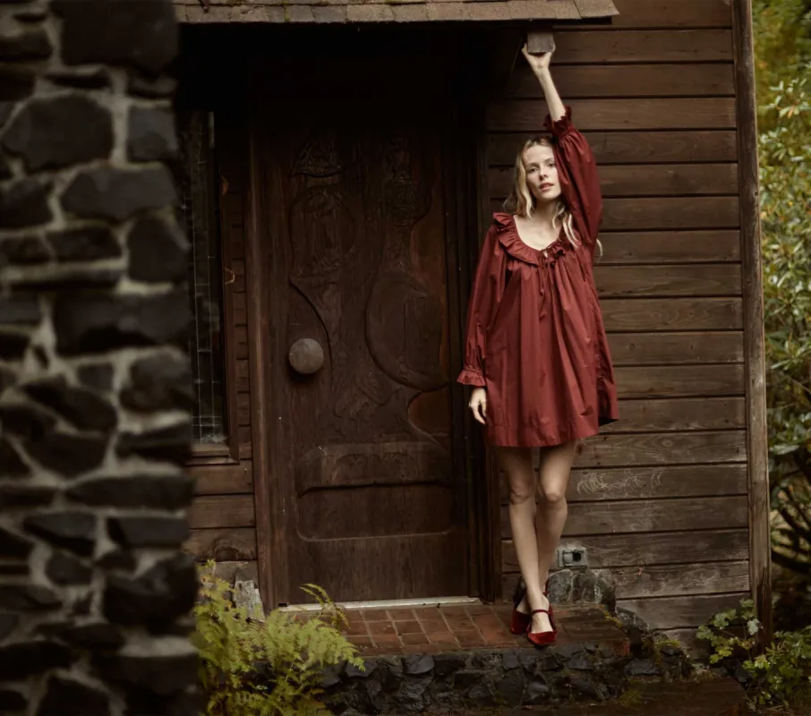 HMD -- JILLIAN DRESS -- MAHOGANY sold by Doen