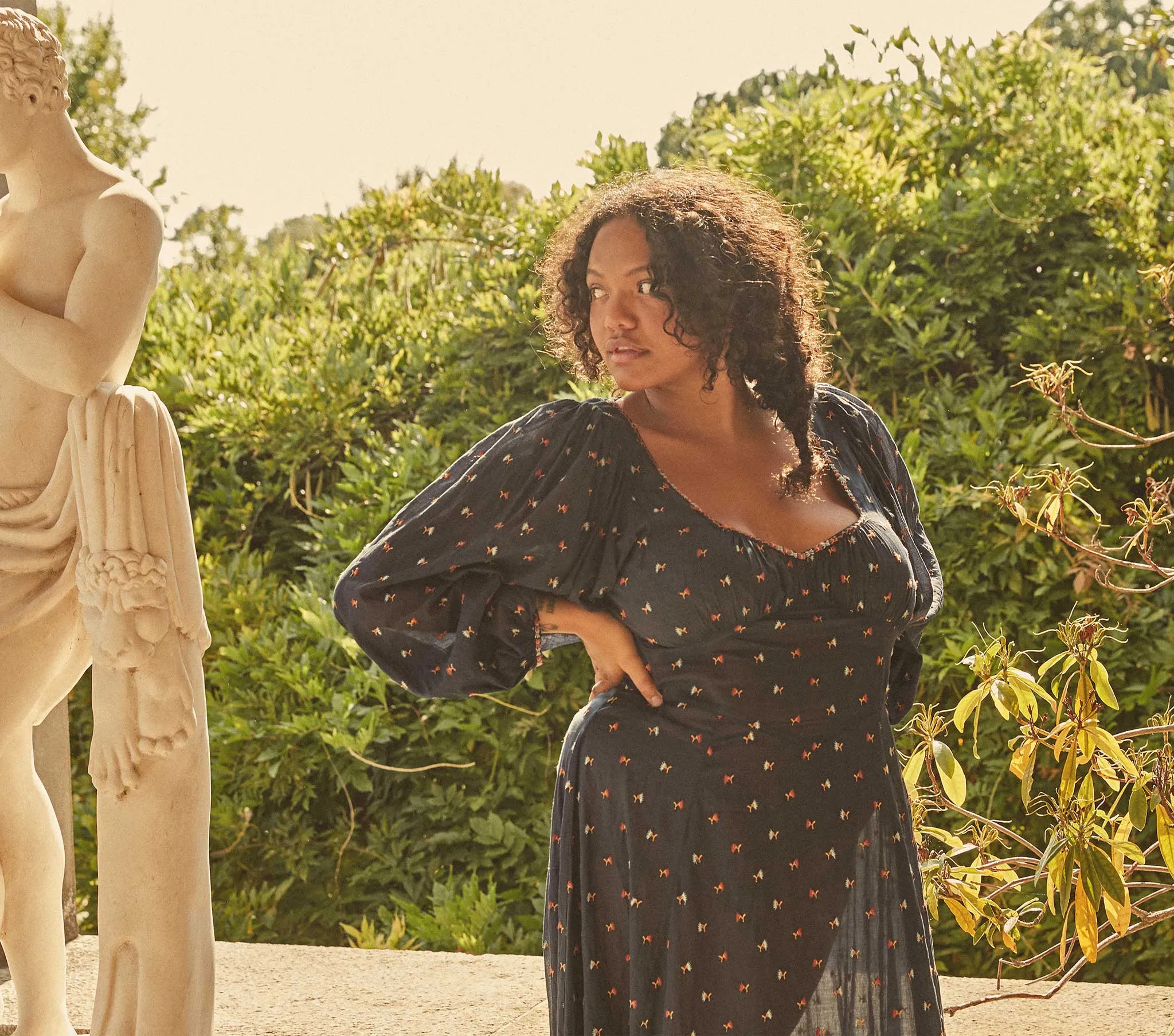 HMD -- CAROLINA DRESS -- NAVY CARNATION EMBROIDERY sold by Doen product image thumbnail 3