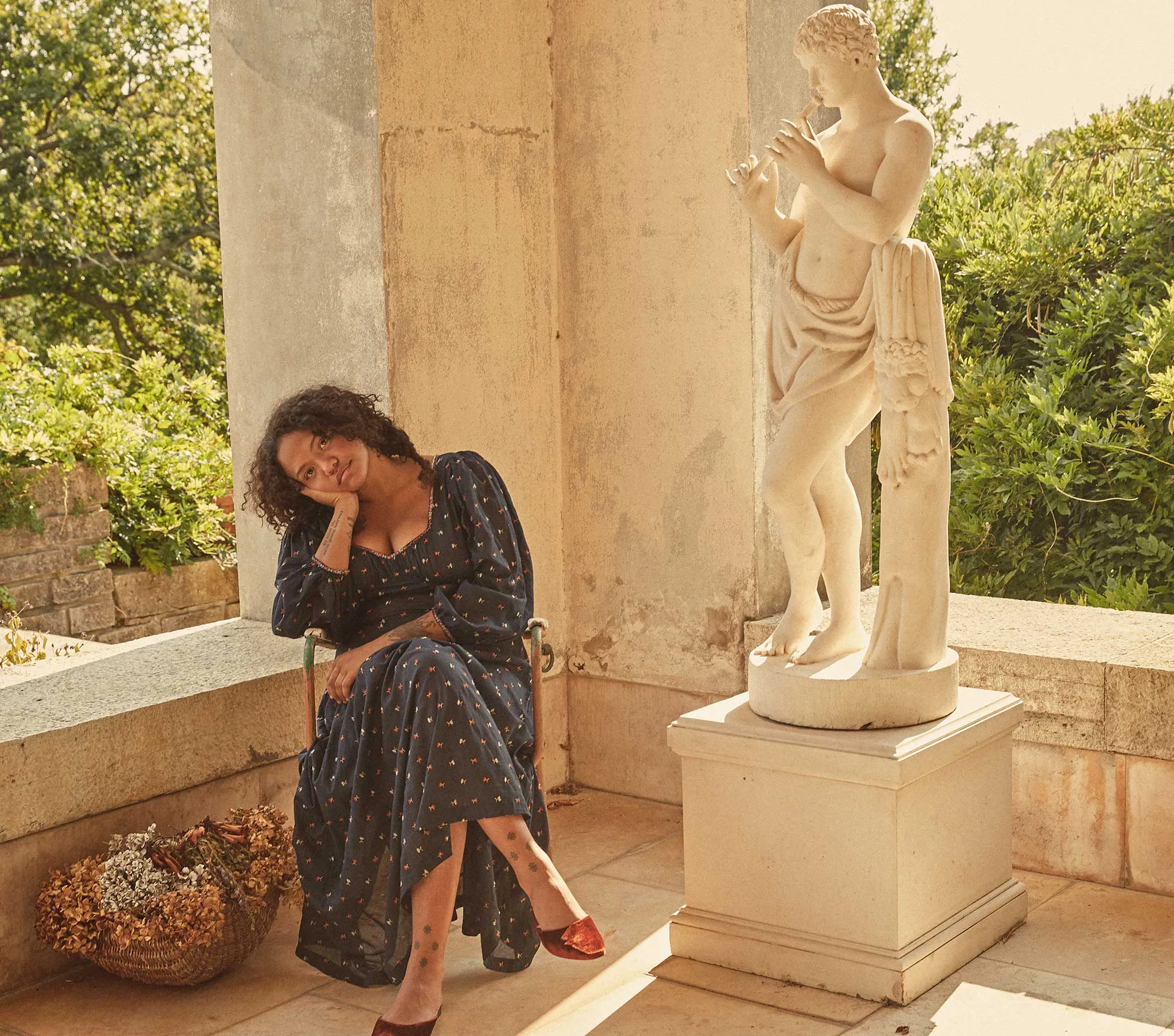 HMD -- CAROLINA DRESS -- NAVY CARNATION EMBROIDERY sold by Doen product image thumbnail 2