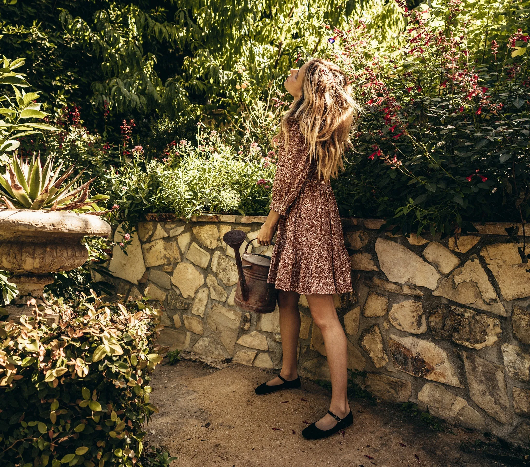 HMD -- LEDA DRESS -- CREAM/RUST PRANCING FAWN FLORAL sold by Doen product image thumbnail 4