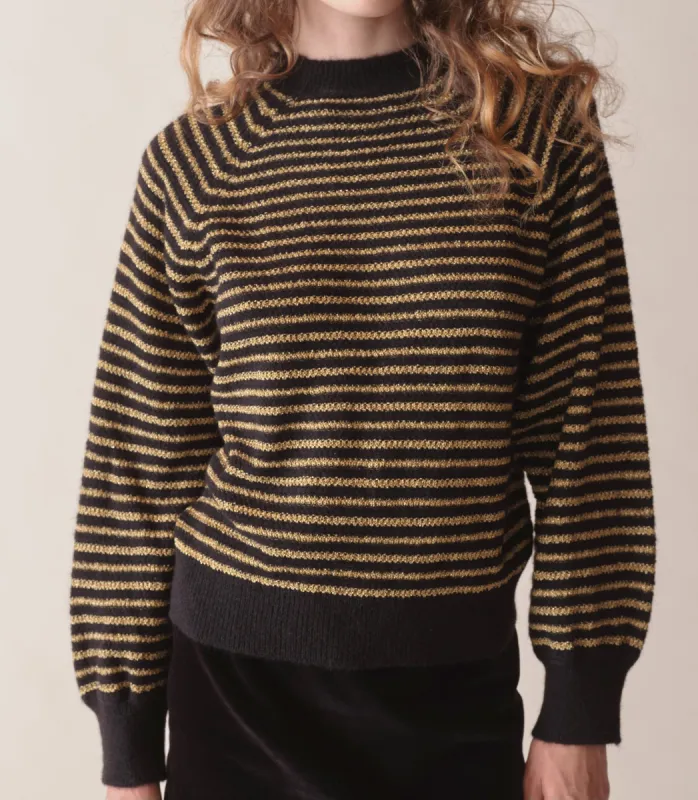 MARSENA SWEATER -- BLACK AND GOLD sold by Doen