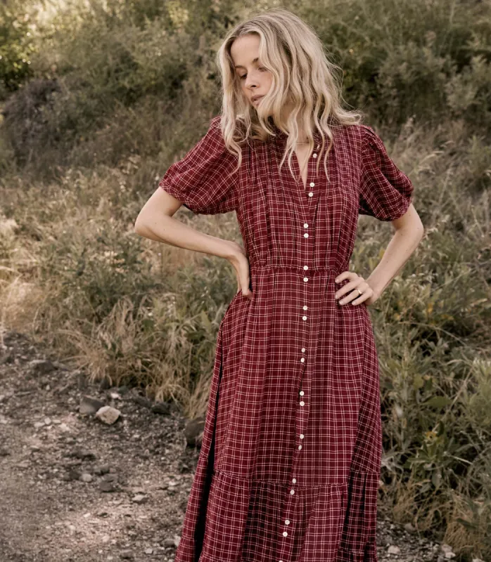 REVI DRESS -- ROUGE COTTAGE PLAID sold by Doen