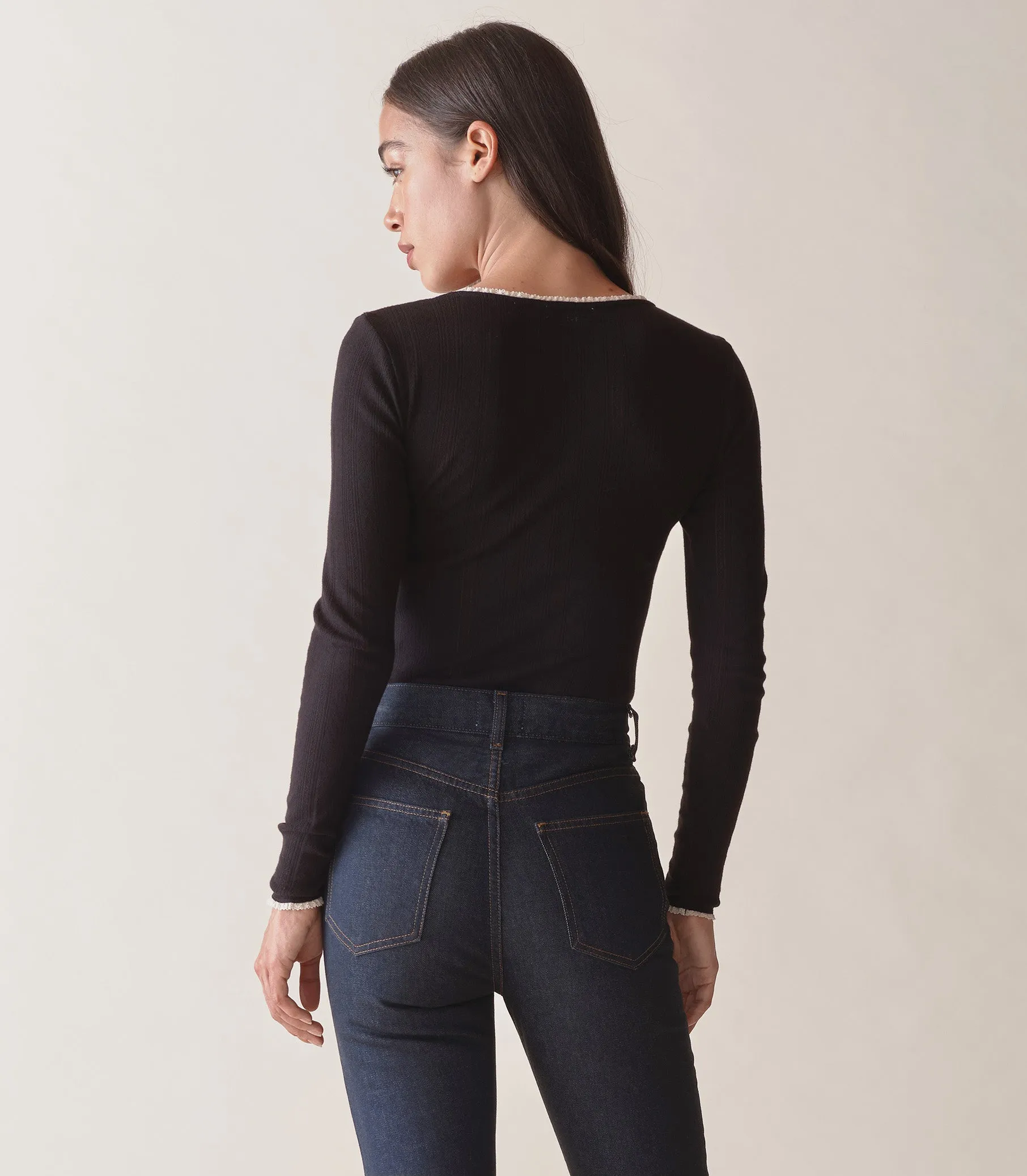 ROMY TEE -- BLACK QUELLE JOLIE POINTELLE sold by Doen product image thumbnail 3