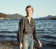 HMD -- THE JANE BLOUSE -- BLACK/CREAM FLOWER BLOCK PRINT sold by Doen