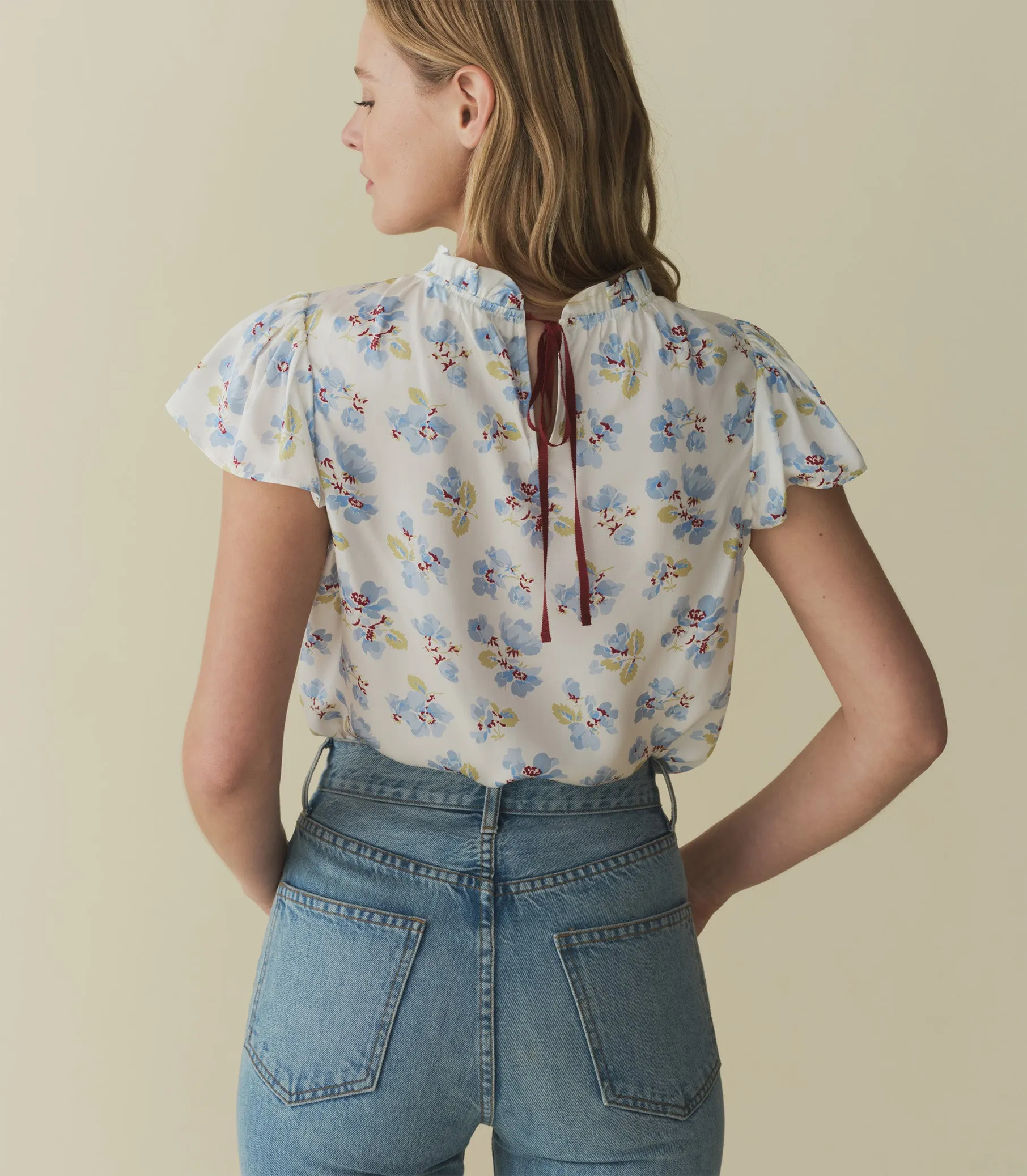 YVIE TOP -- BLEU FROLICKING FLORAL sold by Doen product image thumbnail 2