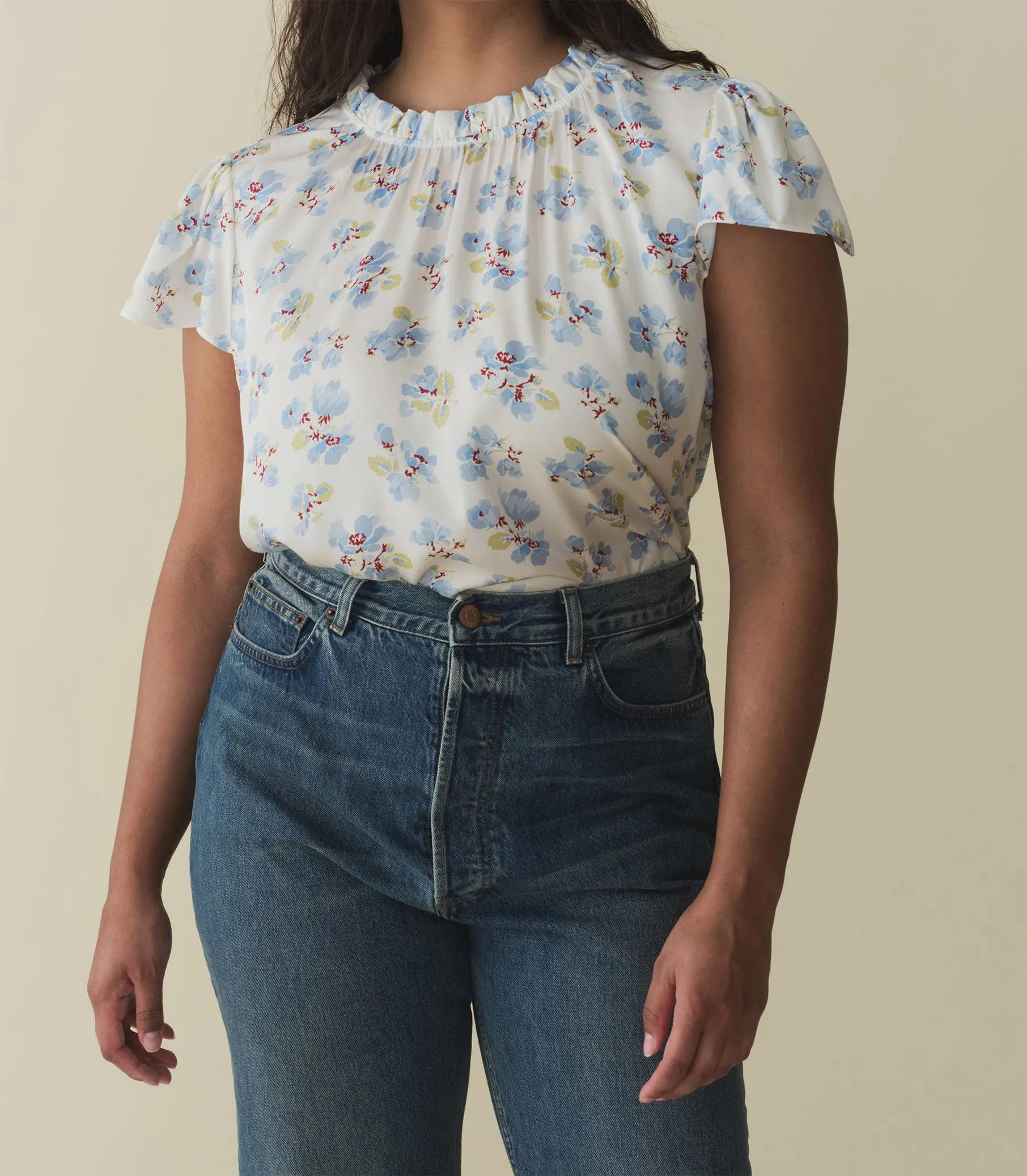 YVIE TOP -- BLEU FROLICKING FLORAL sold by Doen product image thumbnail 4