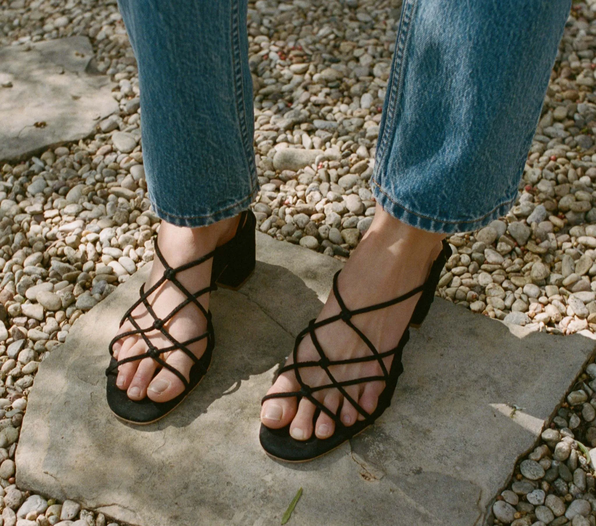 REVE BLOCK HEEL SANDAL -- BLACK SUEDE sold by Doen product image thumbnail 3