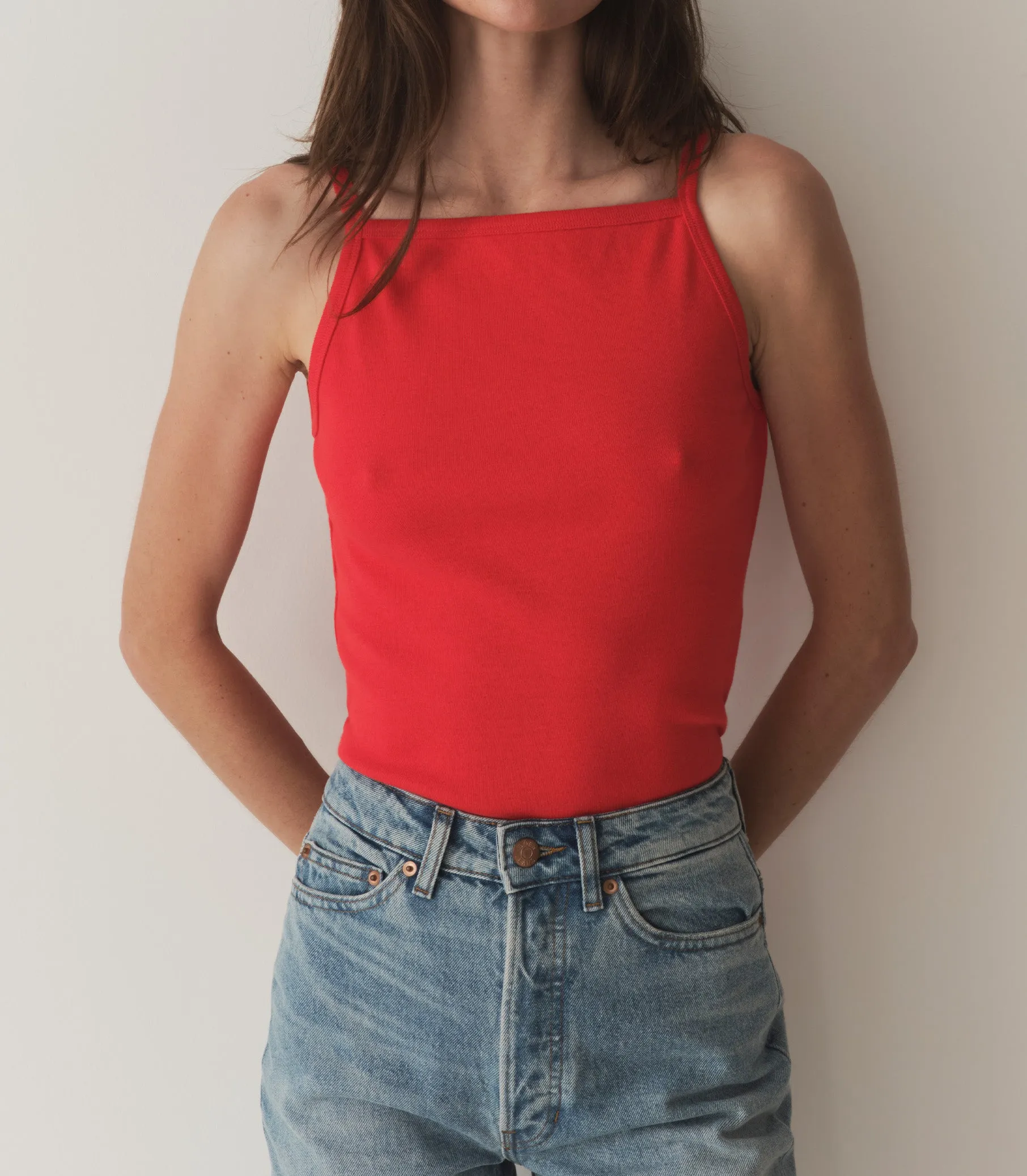 【新品未使用】Andmary Angie ribbon tank PINK ANDMARY】Angie ribbon tank