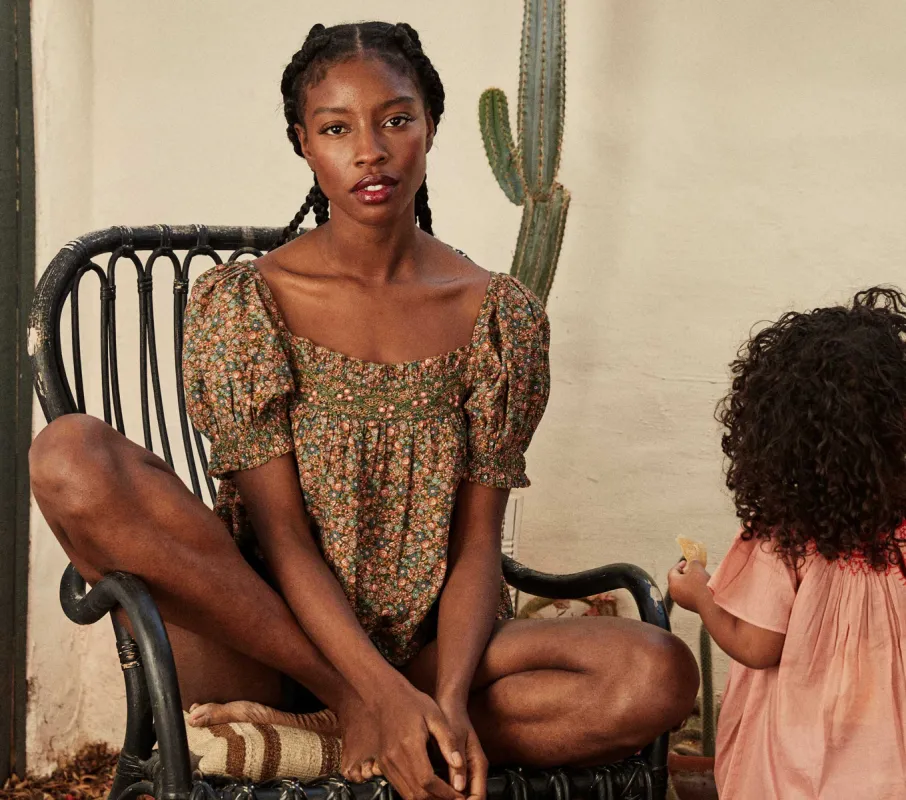 HMD -- ELBA TOP -- YELLOW LAUREL CANYON ROSE sold by Doen