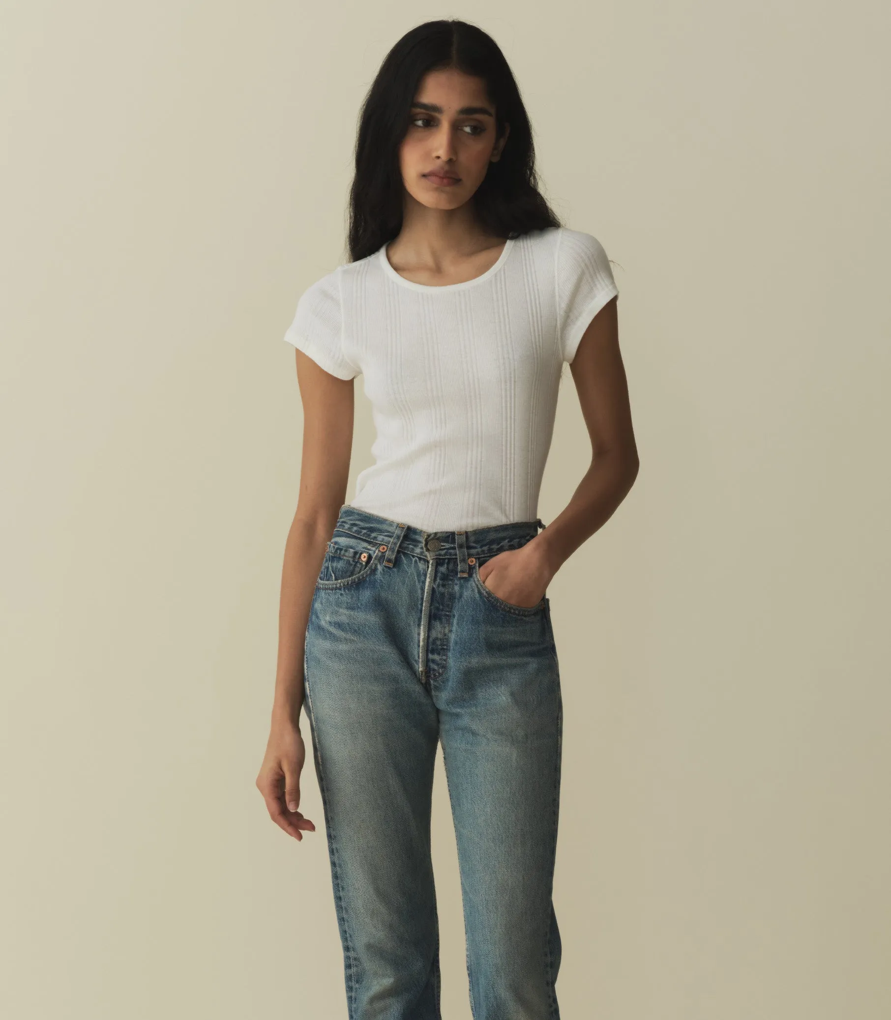 VIVI CASHMERE BLEND TEE -- SALT sold by Doen product image thumbnail 3