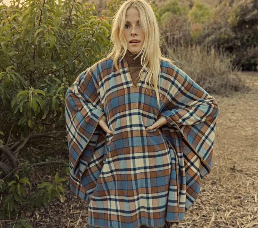 HMD -- DUSK PONCHO -- SAINT MORITZ PLAID sold by Doen