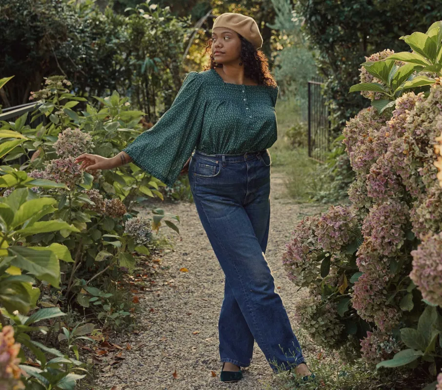 HMD -- LUNARIA TOP -- EVERGREEN WINTER DITSY sold by Doen