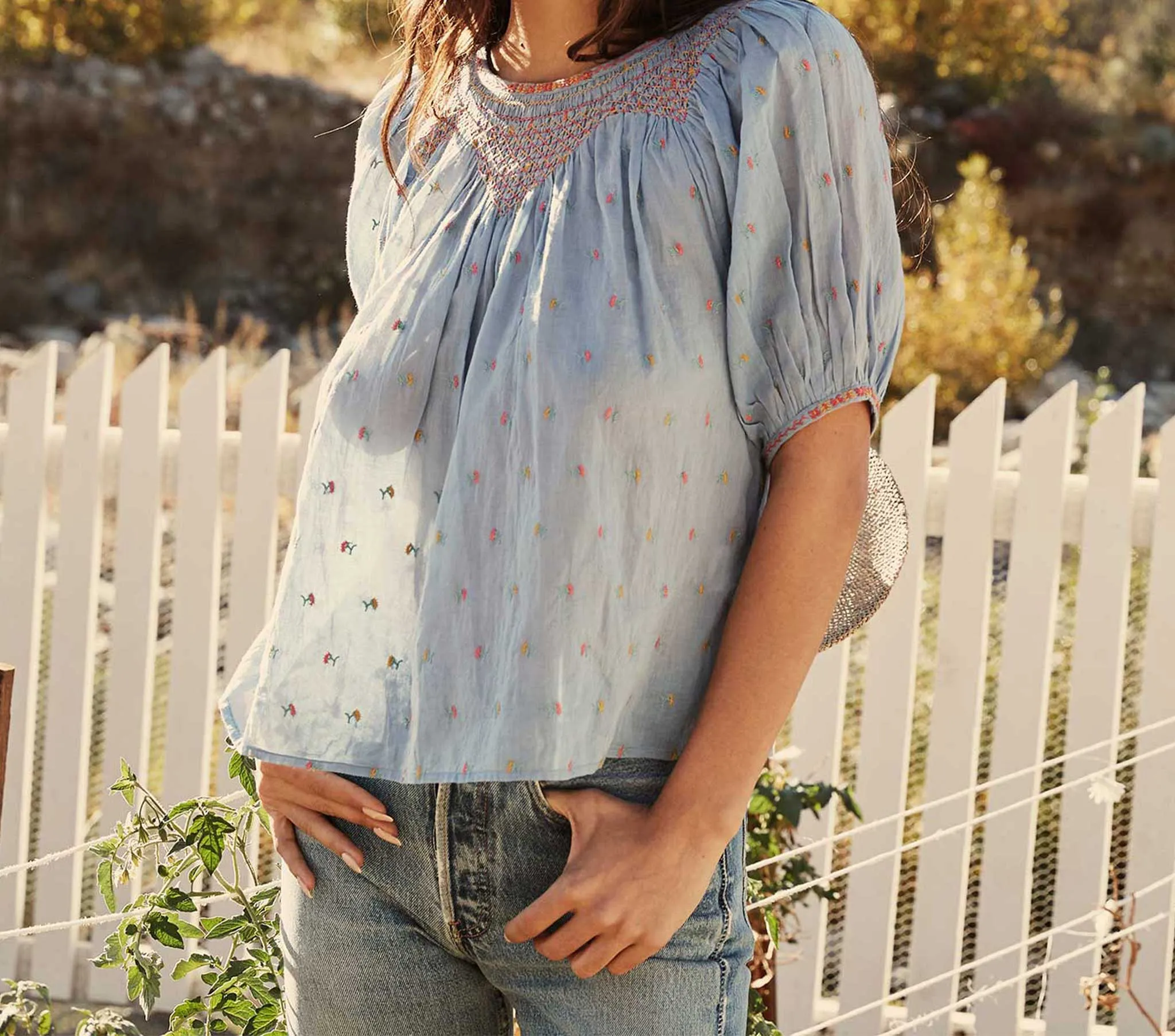 HMD -- AMNA TOP -- CIEL CARNATION EMBROIDERY sold by Doen product image thumbnail 2