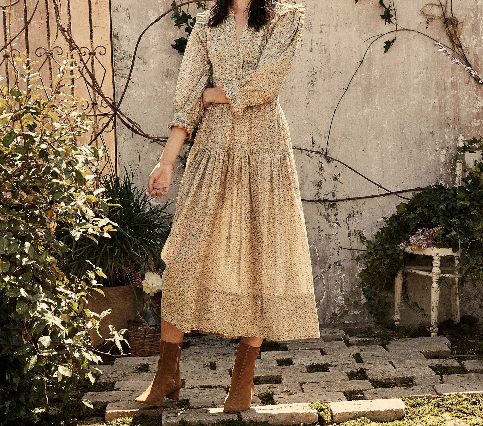 HMD -- MONET DRESS -- MUSTARD CALIFORNIA WILDFLOWER sold by Doen