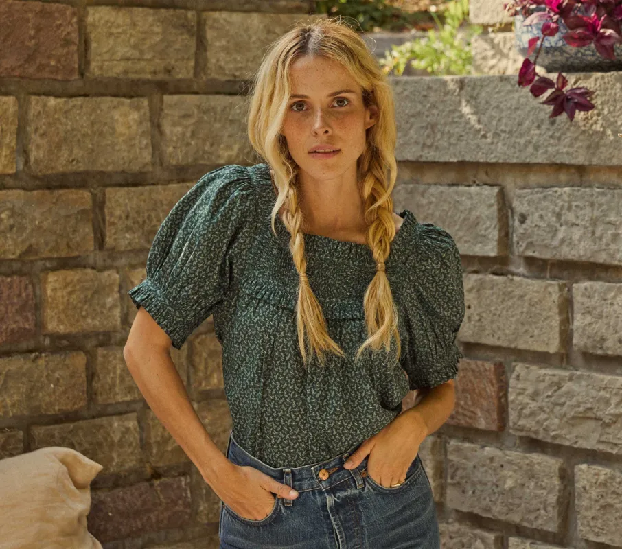 HMD -- FRANCES TOP -- EVERGREEN WINTER DITSY sold by Doen