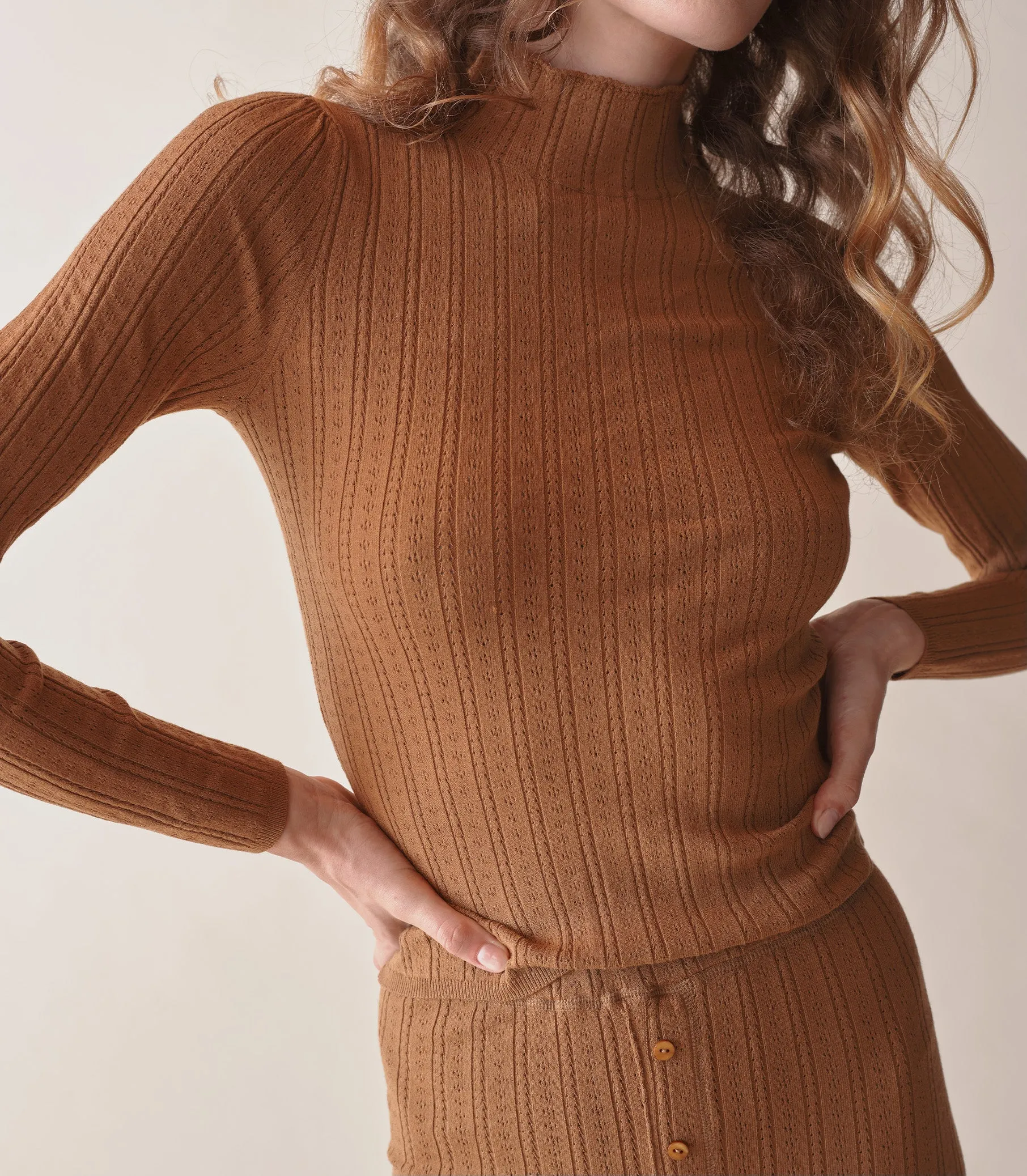 OSLO TURTLENECK -- TOASTED PECAN sold by Doen