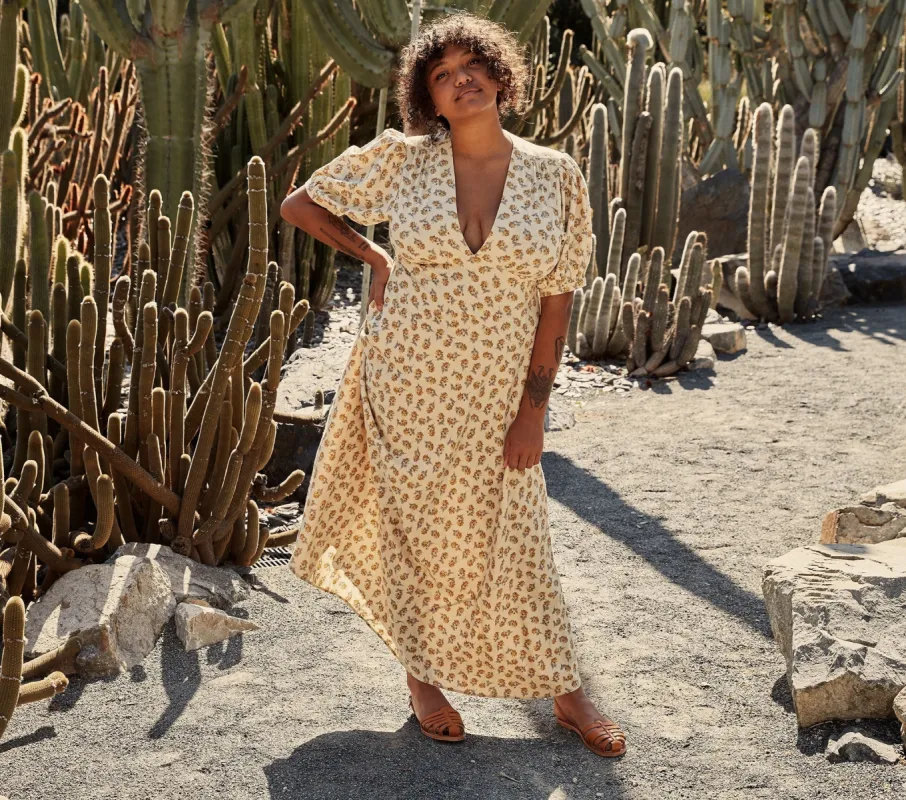 HMD -- WISTERIA DRESS -- YELLOW COTTAGE GARDEN sold by Doen