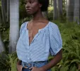 HMD -- JUNE TOP -- SKY SOMERSET PLAID sold by Doen