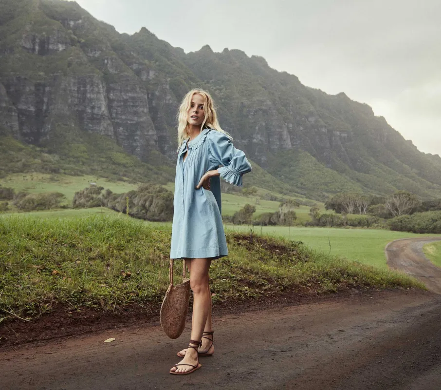 HMD -- WING DRESS -- PARISIAN CHAMBRAY sold by Doen