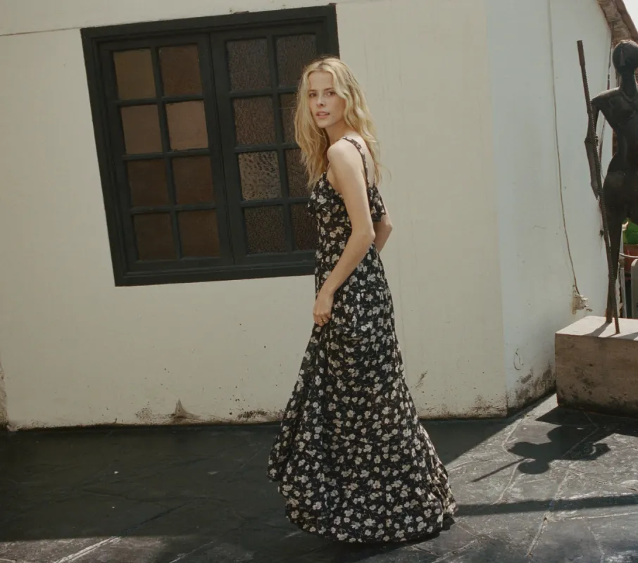 HMD -- WHITNEY DRESS -- BLACK ANEMONE FLORAL sold by Doen