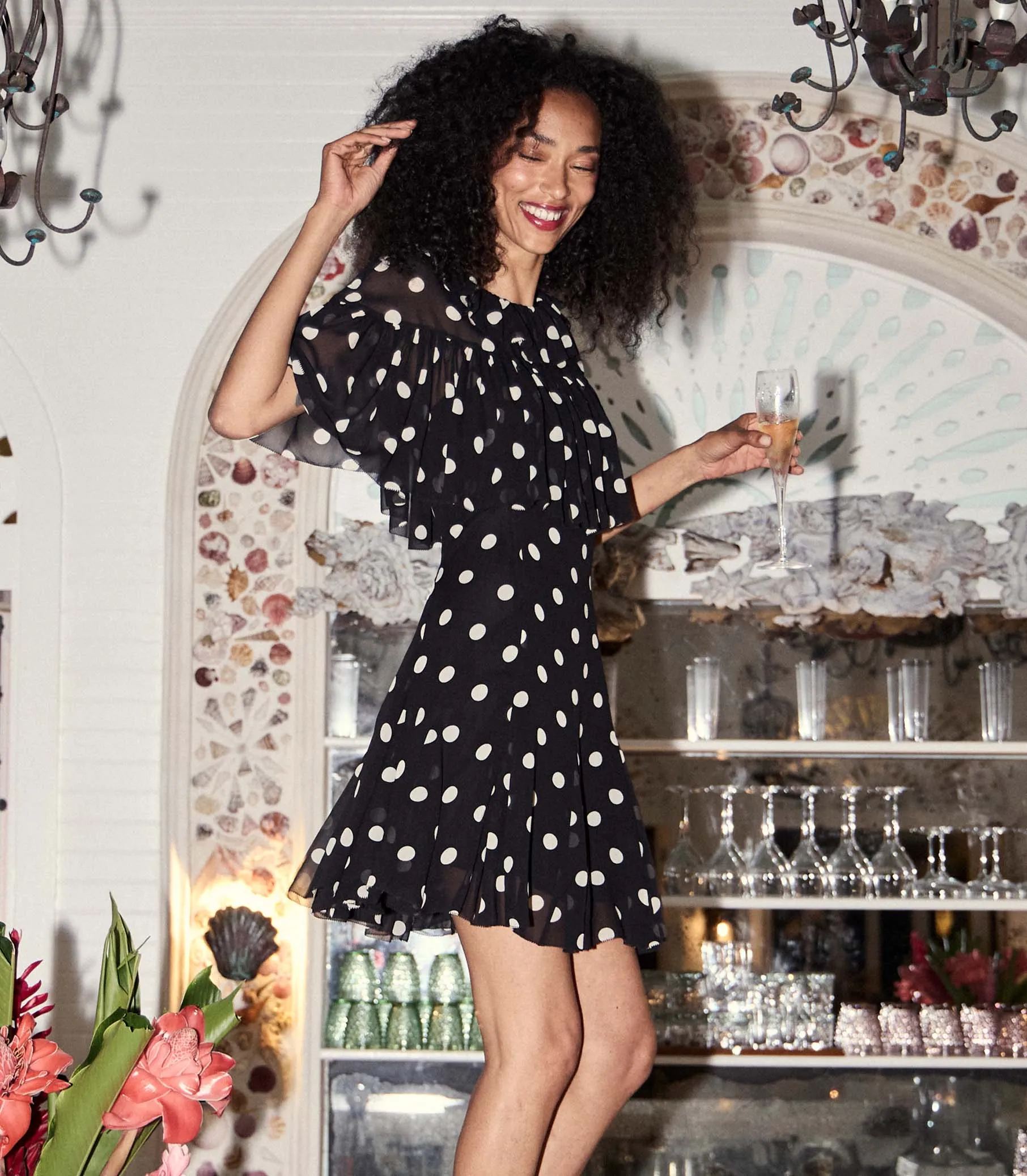 KAYLIN DRESS -- NOIR SOLSTICE SKY DOT sold by Doen product image thumbnail 2