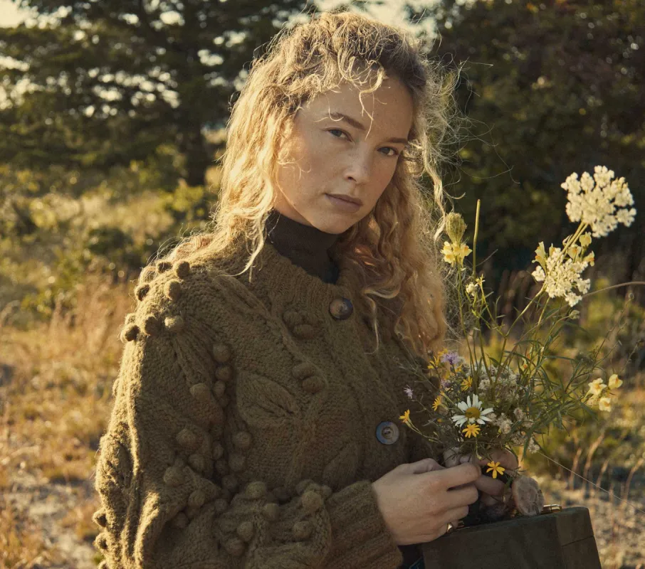 HMD -- SKYE CARDIGAN SWEATER -- OLIVE sold by Doen