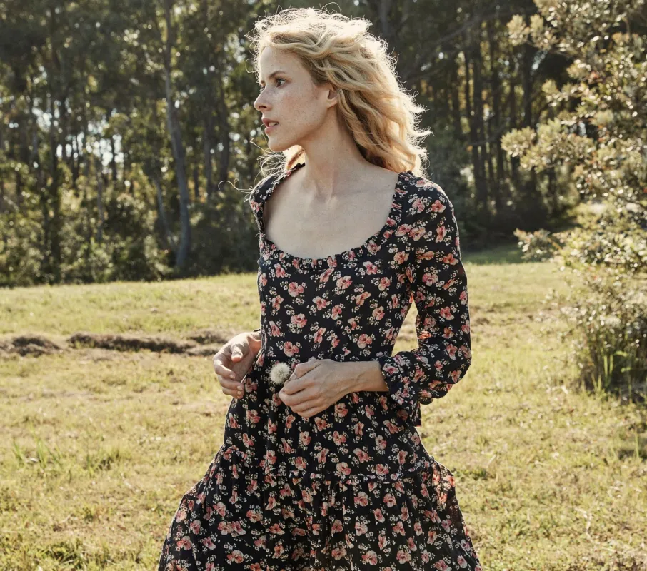 HMD -- GARNET DRESS -- BLACK POPPY PRINT sold by Doen