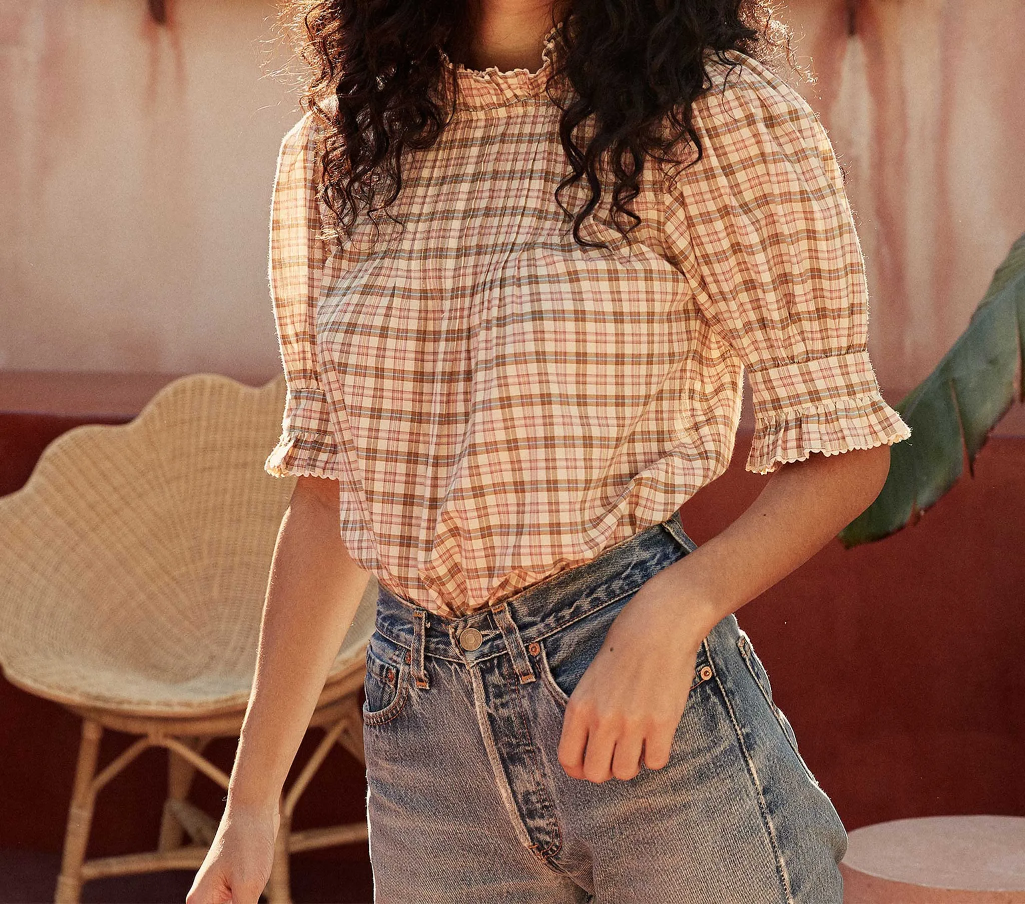 HMD -- DARIEN TOP -- THE AUSTEN PLAID sold by Doen product image thumbnail 2