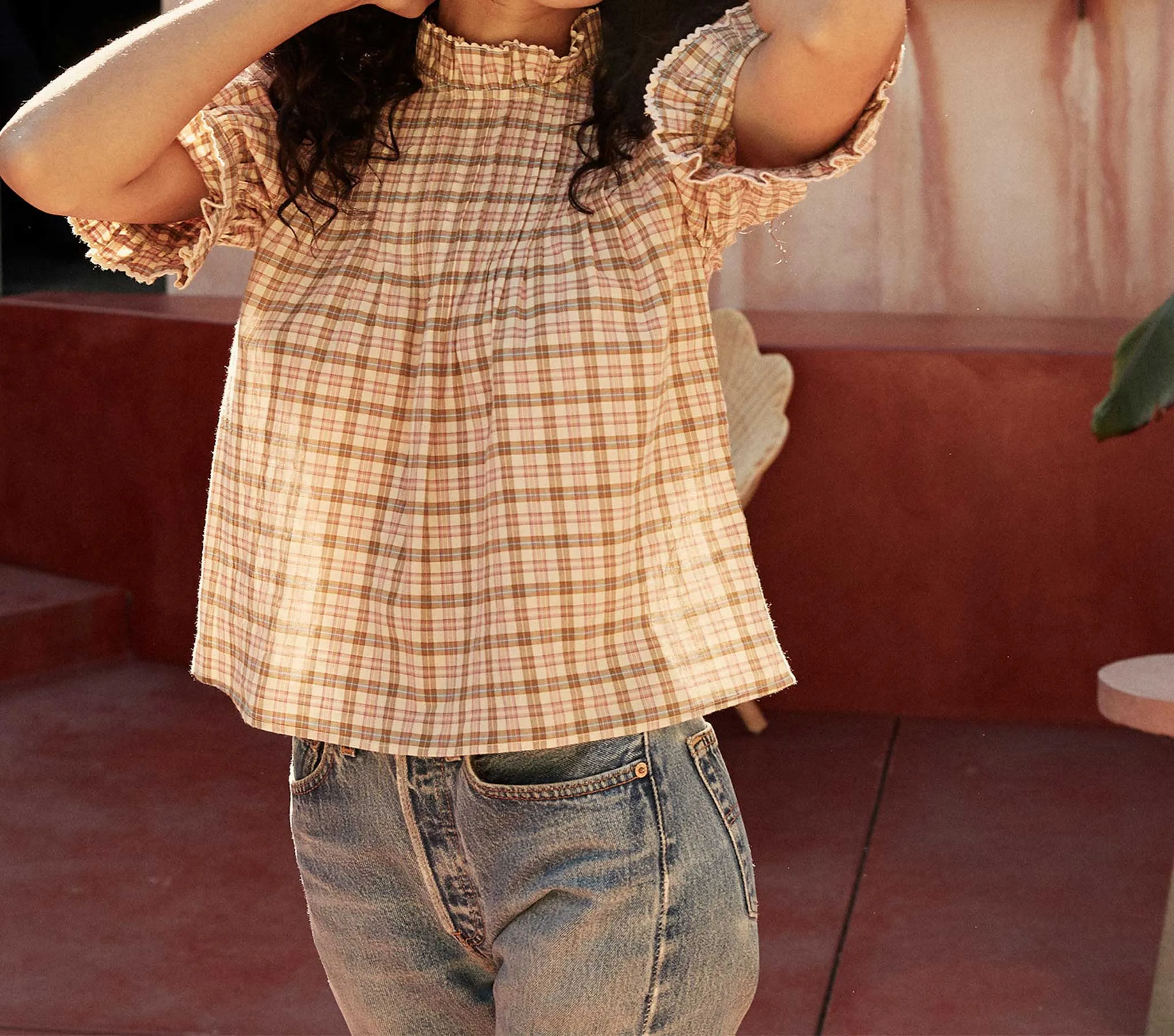 HMD -- DARIEN TOP -- THE AUSTEN PLAID sold by Doen product image thumbnail 3