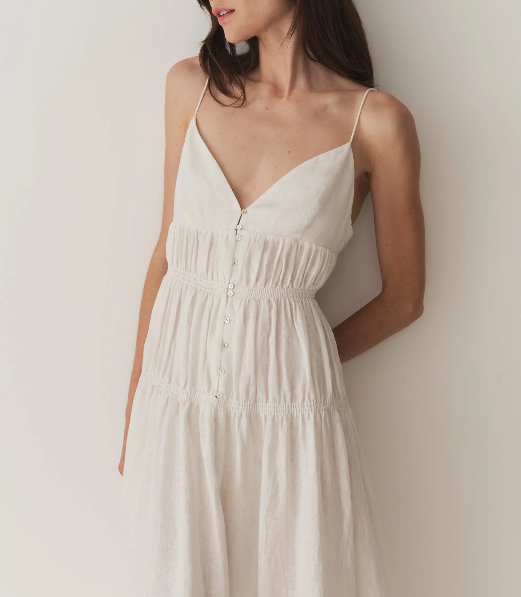 IRINA LINEN DRESS -- SALT sold by Doen