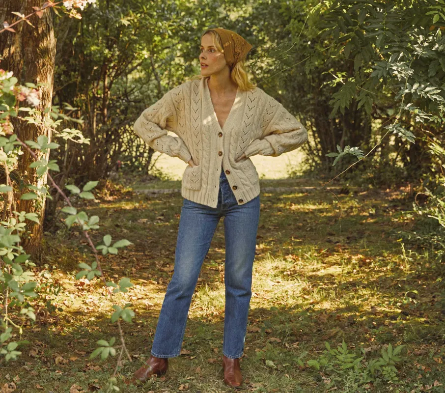 HMD -- BEACON CARDIGAN SWEATER -- CREAM sold by Doen