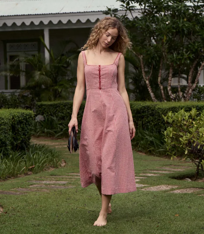 DELANEY DRESS -- ROUGE LA MADDALENA GINGHAM sold by Doen