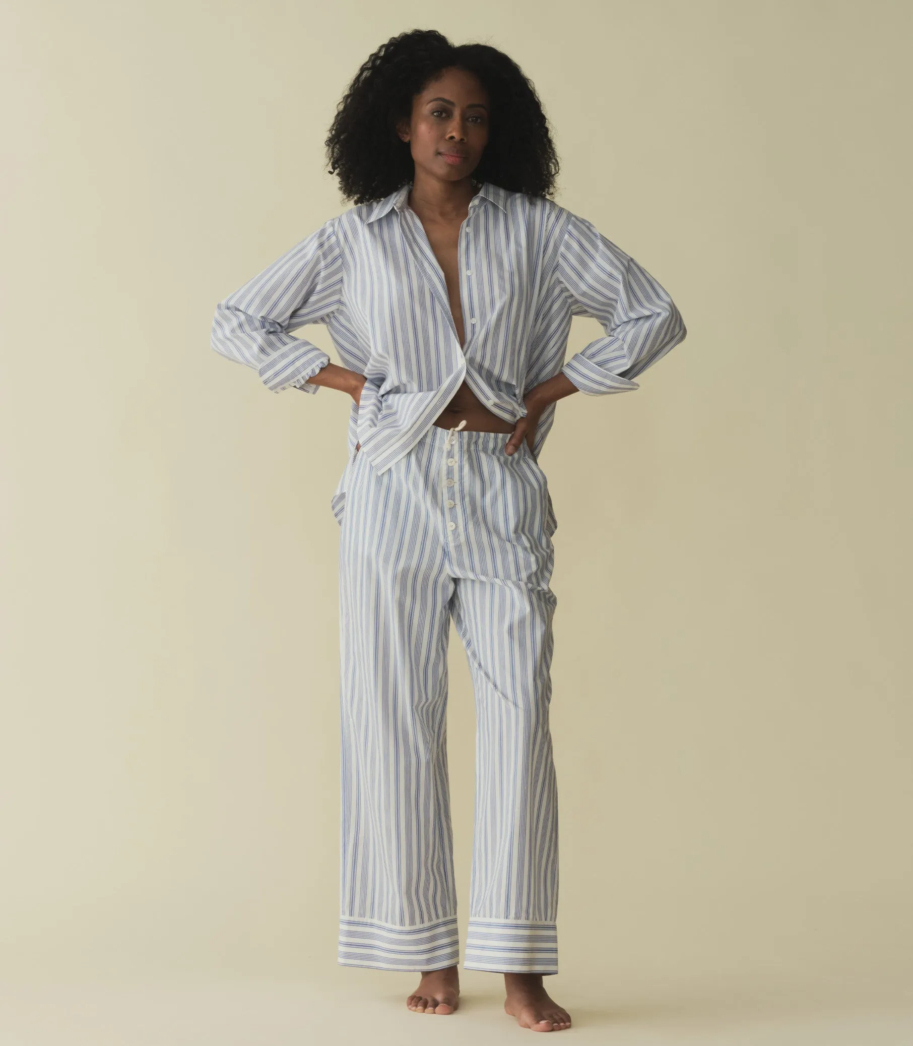 MORGAN PANT -- INDIGO SORRENTO STRIPE sold by Doen product image thumbnail 3