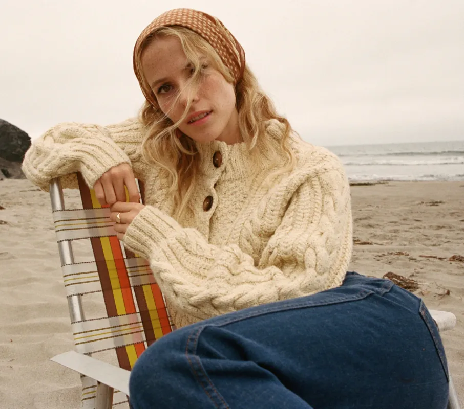 HMD -- CARDIFF CARDIGAN SWEATER -- SAND sold by Doen