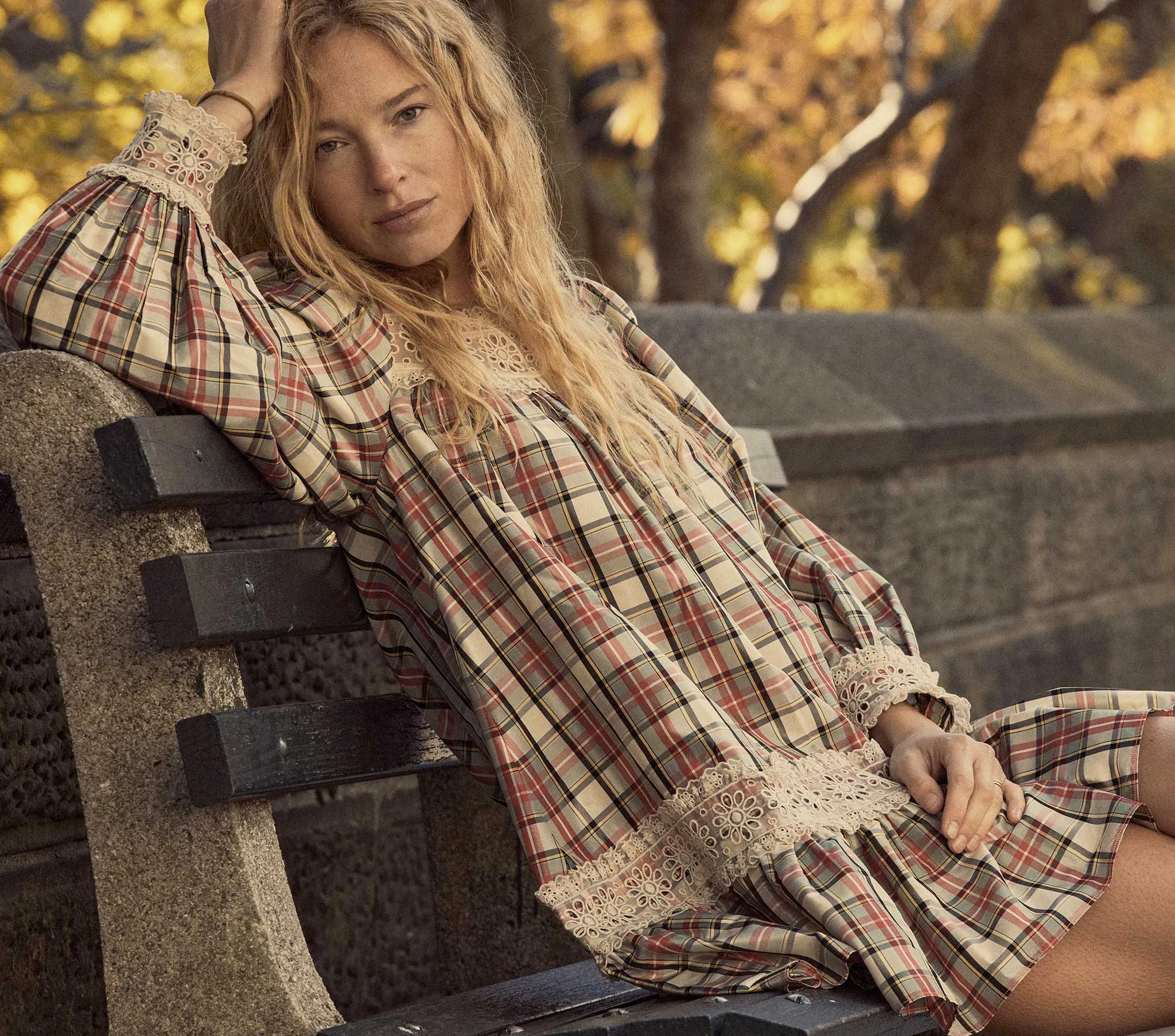 HMD -- MAGNA DRESS -- CREAM BRONTE PLAID sold by Doen product image thumbnail 3